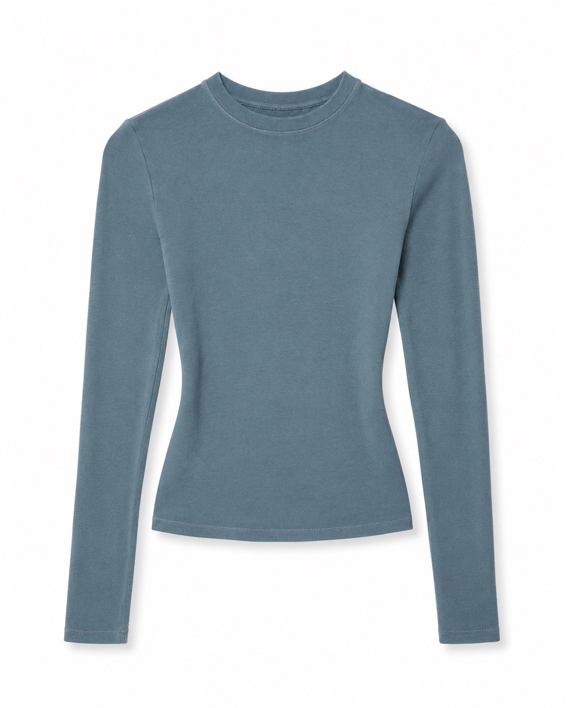 Skims Blue Gray Long Sleeve Cotton Jersey Fitted Top Xs